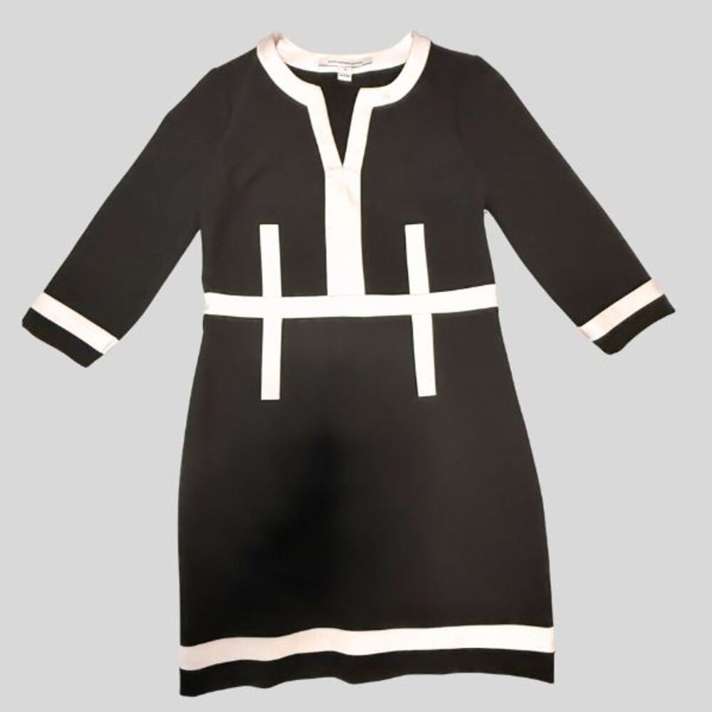 Diane von Furstenberg DVF Black & White Geometric Shift Dress - Size 6